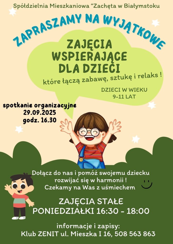Zajęcia wspierające dla dzieci w Klubie Zenit