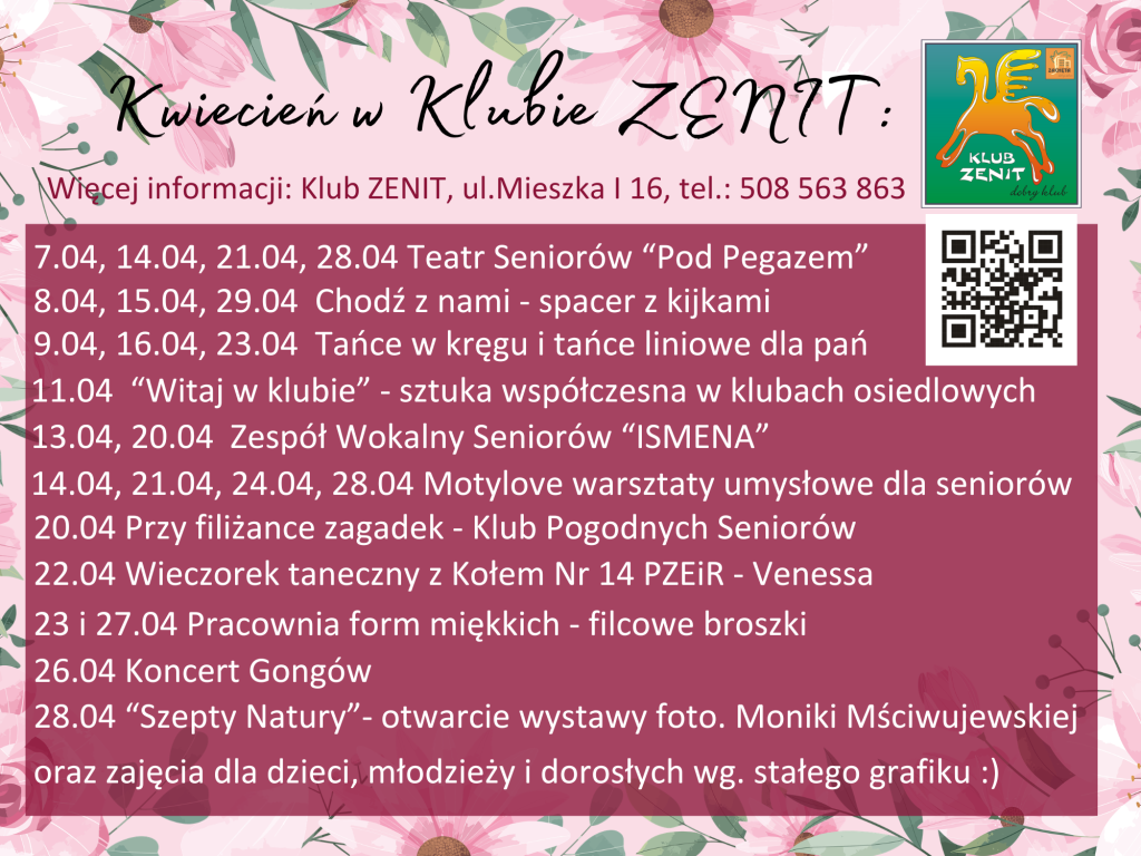 Rozkład na Kwiecień w Klubie Zenit